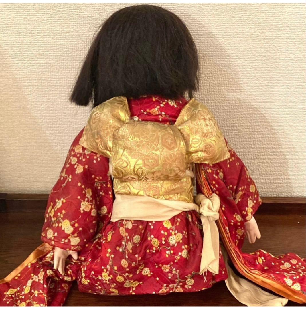 超美品　アンティーク　市松人形　赤　着物　人毛　ドール　大きめ　骨董　和骨董