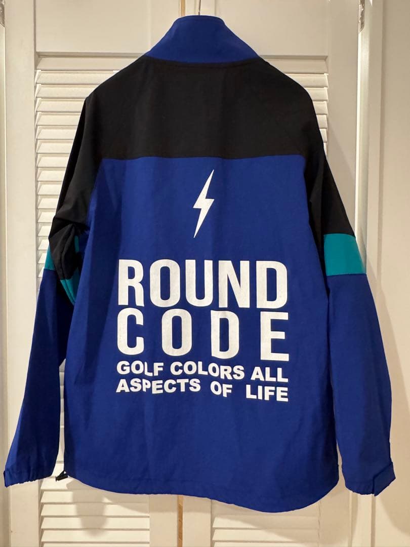 【定価2.7万】ROUNDCODE ストレッチ ナイロンブルゾン L ゴルフ 青