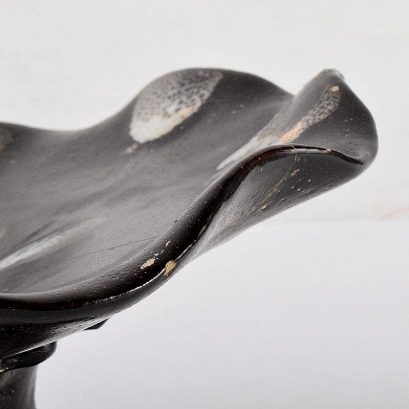 中国　南宋　窯変　天目高杯輪花皿　C　7055