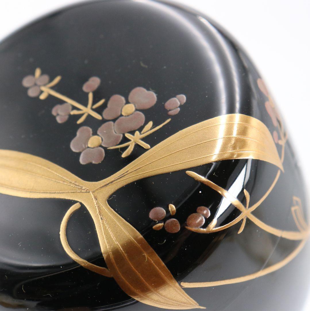 中川秀甫 おもだか蒔絵 中棗 茶道具 共箱　V921　N7