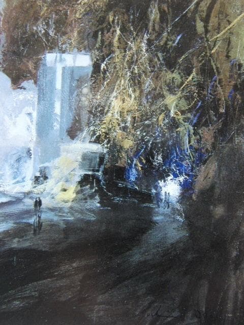 岡義実、「セーヌ河冬景」、希少な額装用画集より、新品高級額装付