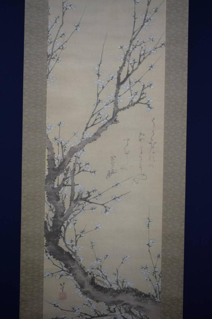 複製/葛飾北斎/白梅図/工芸/桐共箱付/布袋屋掛軸HH-140