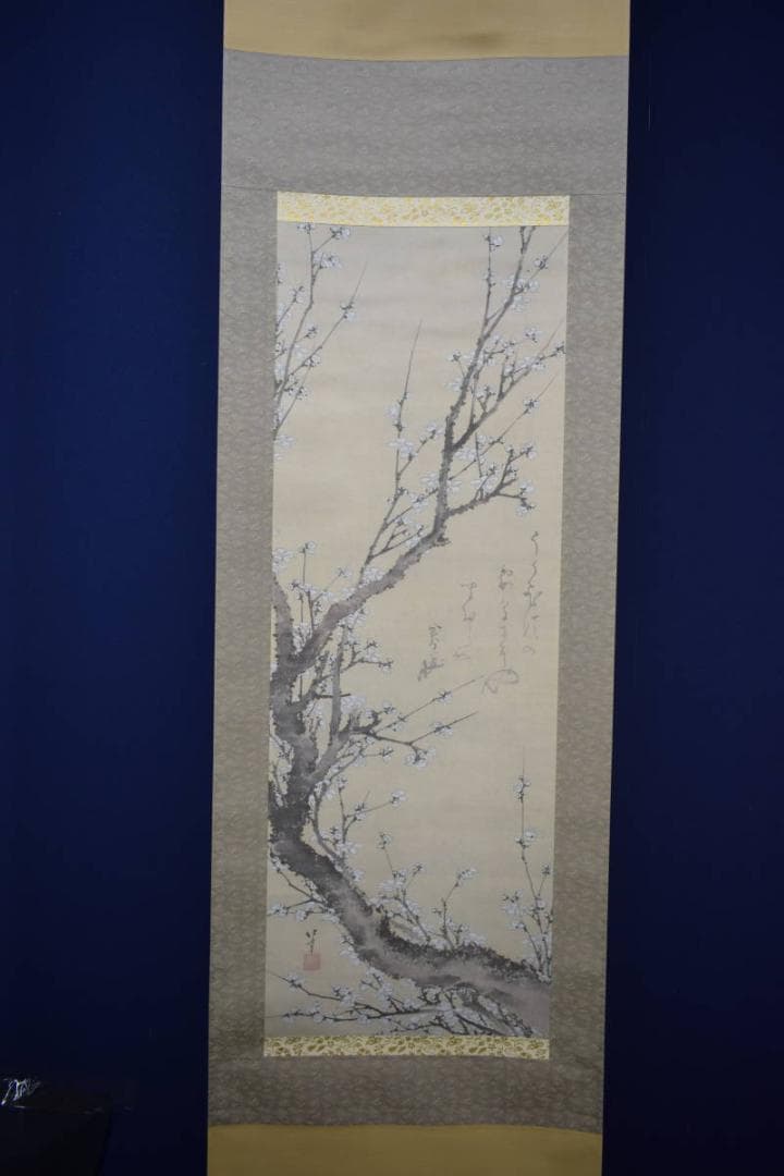 複製/葛飾北斎/白梅図/工芸/桐共箱付/布袋屋掛軸HH-140