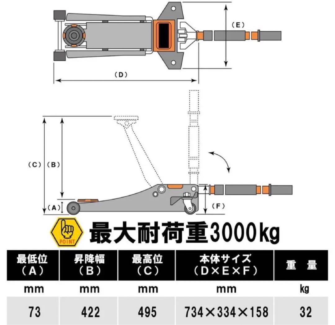 ジャッキ 車 3t 油圧 ジャッキアップ メンテナンス