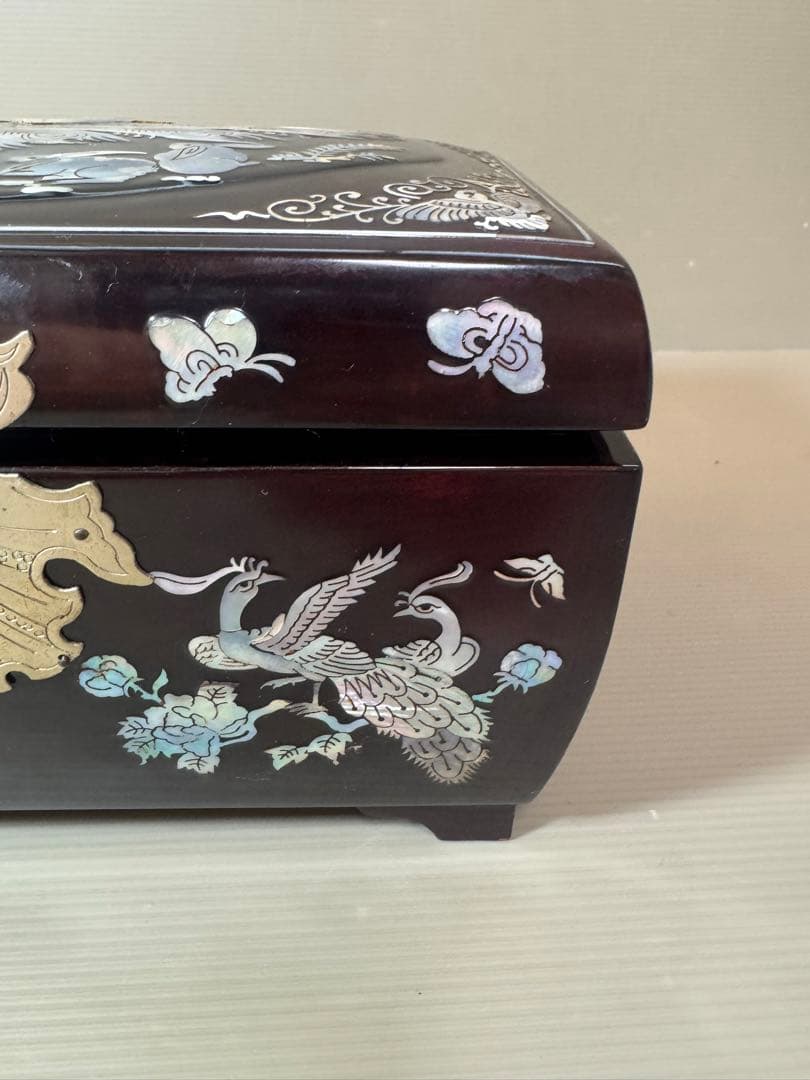 2794 螺鈿細工 花鳥　宝石箱 小物入れ 漆器 アクセサリーケース