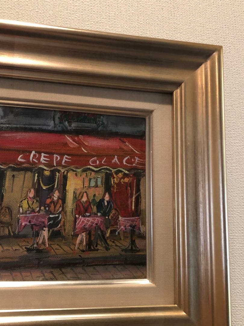 【新品未使用】油画　パリ　モンマルトルカフェ