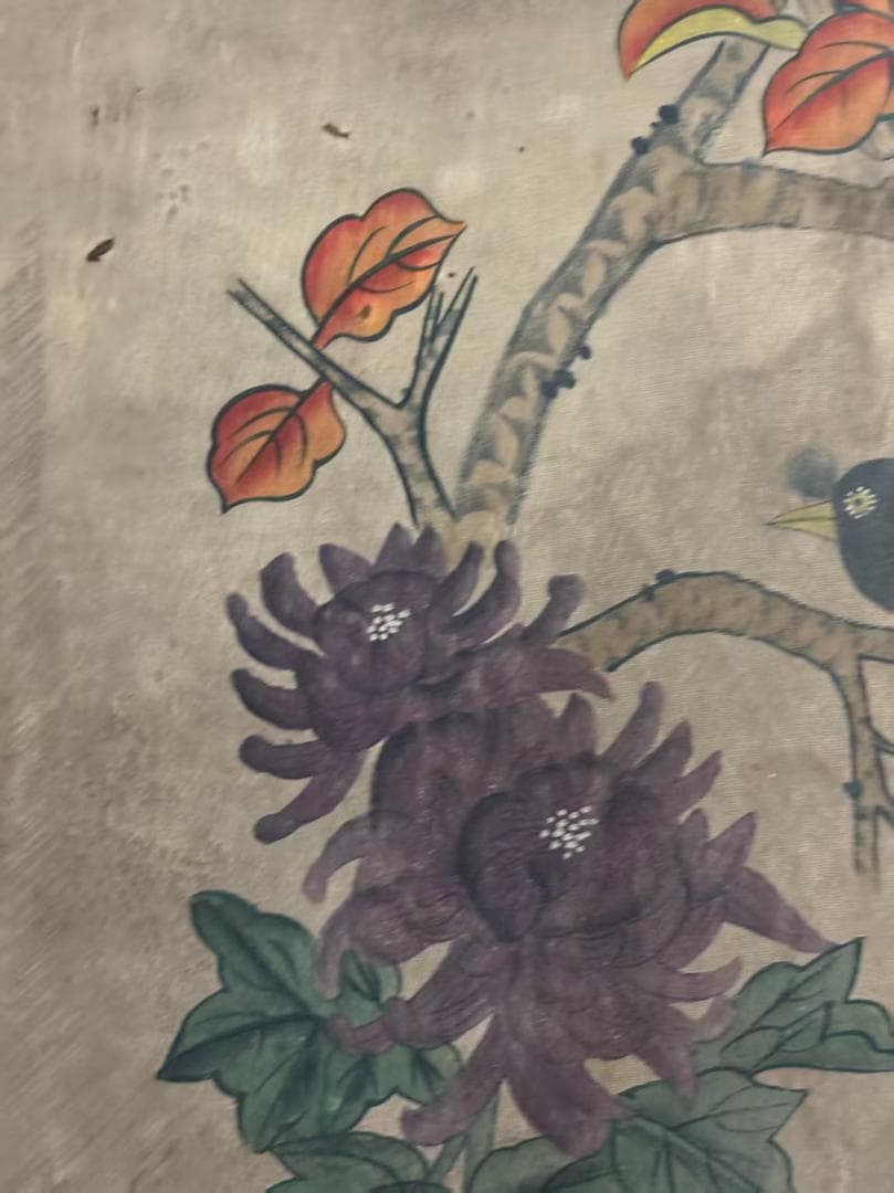 中国古美術 清代 沈銓 花鳥図 絹本 三尺 手描き 掛け軸 水彩画 中堂画 名家