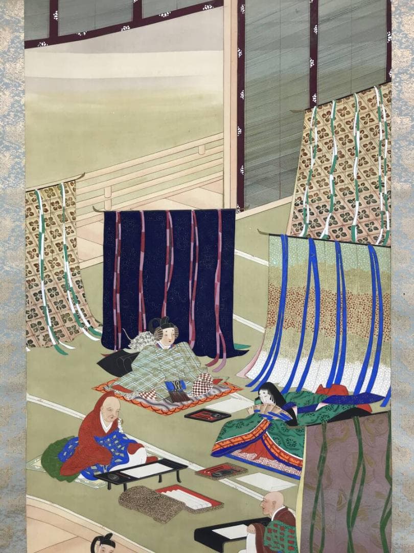 作者不詳/六歌仙図/平安初期の和歌の名人/極彩色/掛軸/名家伝来AH-574