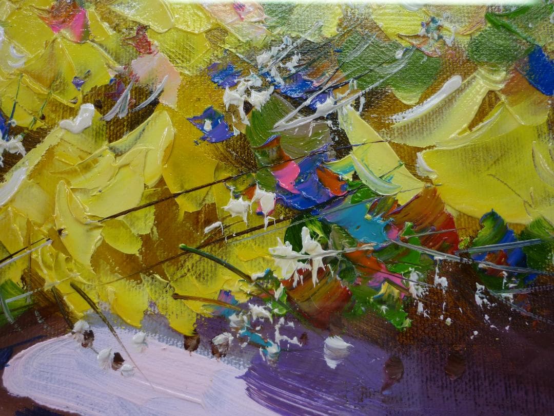 ワイドサイズ油彩額装 花瓶の黄色いバラ 畑省三 SYOZO・HATA 本人サイン