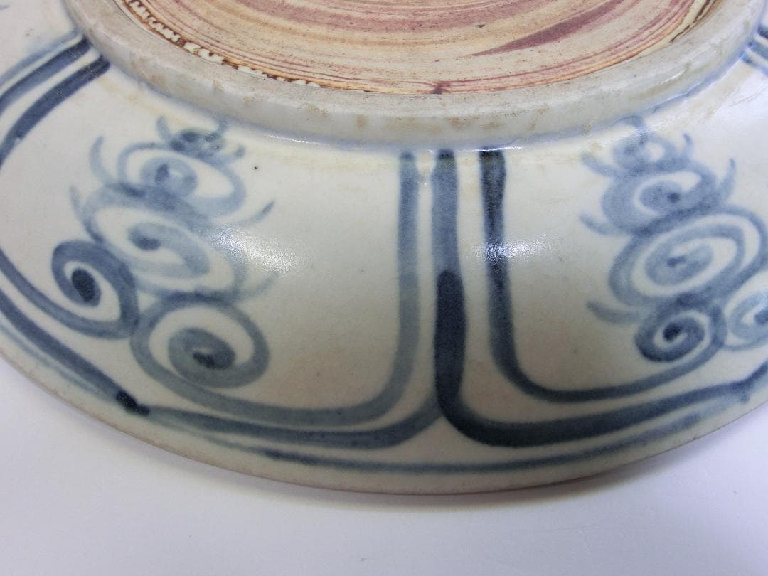 皿■安南呉須魚紋 染付 青華 花唐草 古玩 唐物 中国 古美術 時代物 骨董品■