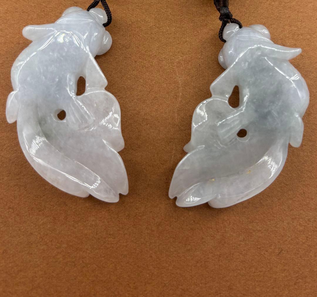 【トゥーハン】翡翠彫刻金魚8ペア16点セット