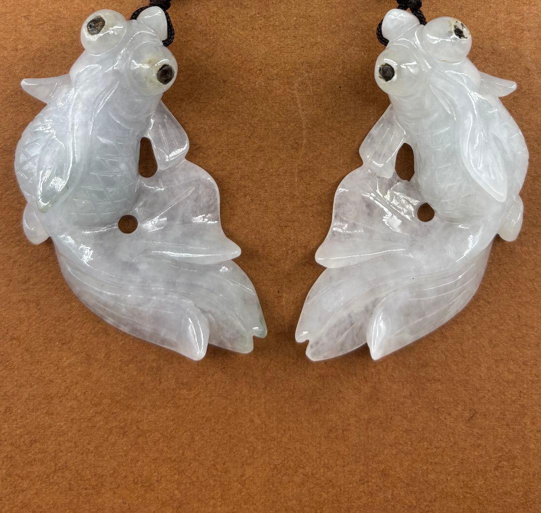 【トゥーハン】翡翠彫刻金魚8ペア16点セット