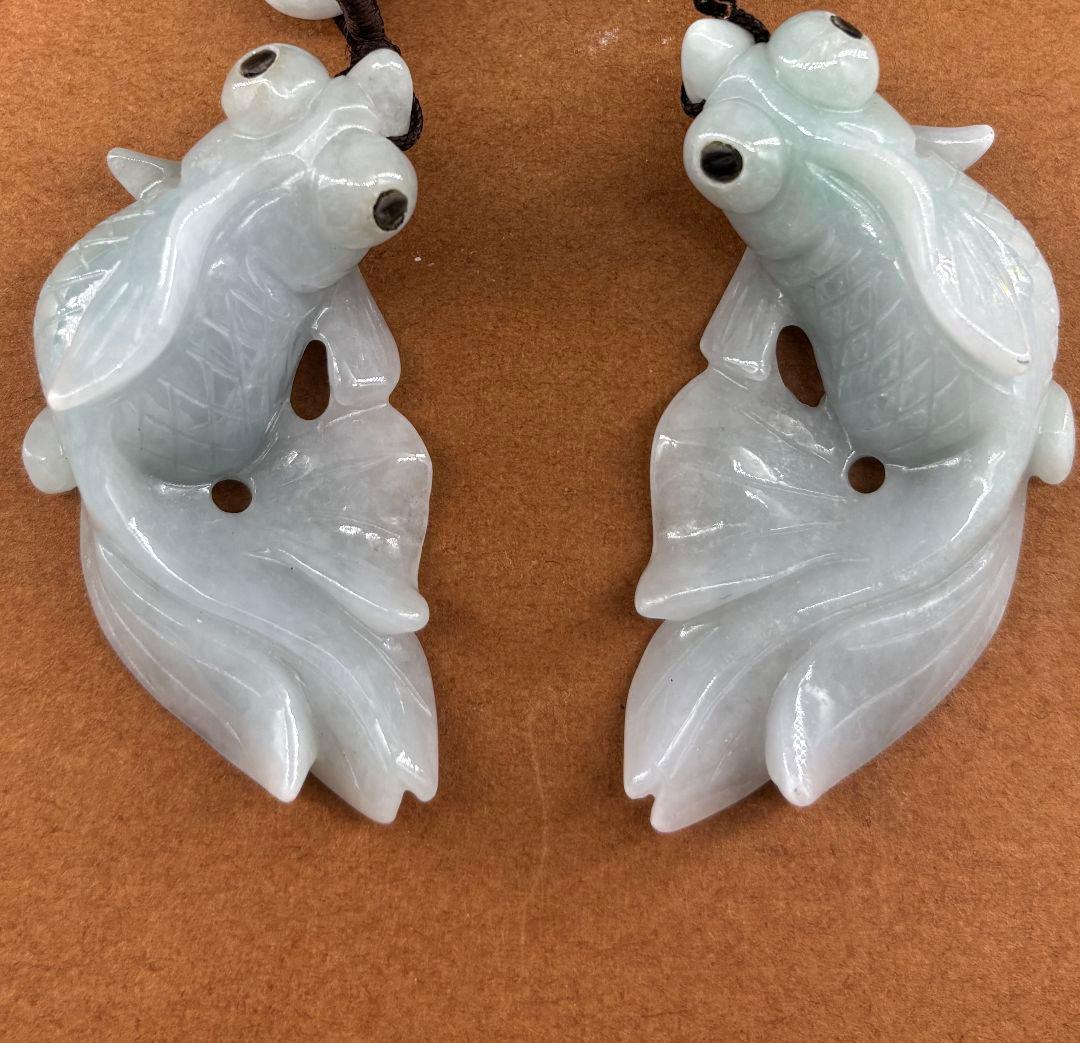 【トゥーハン】翡翠彫刻金魚8ペア16点セット