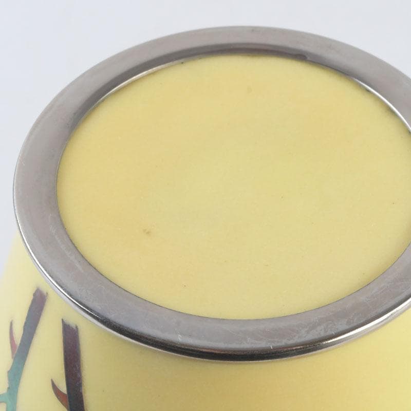 七宝焼　四君子文　花瓶　唐木台・箱付　V　9872