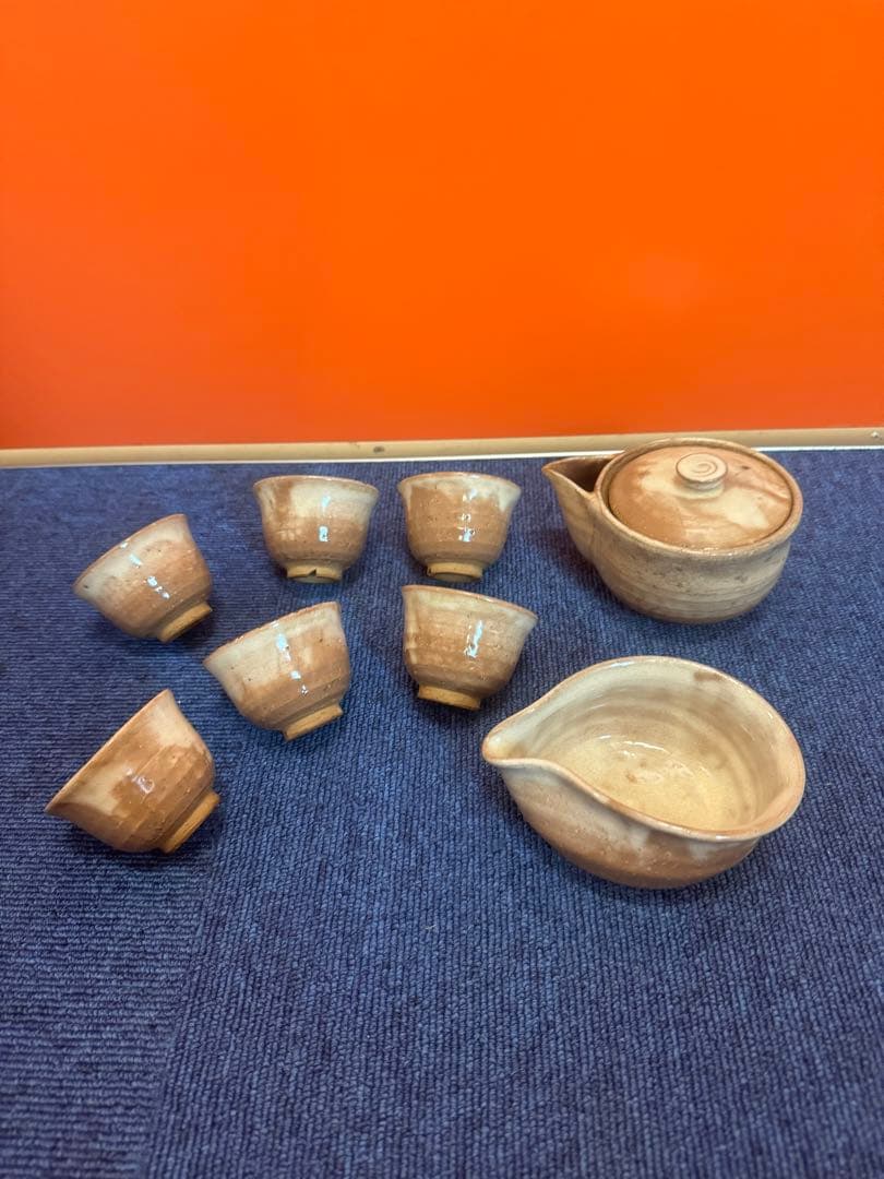 1642 萩焼　茶器セット　宝瓶1客　湯冷し1客　猪口6客
