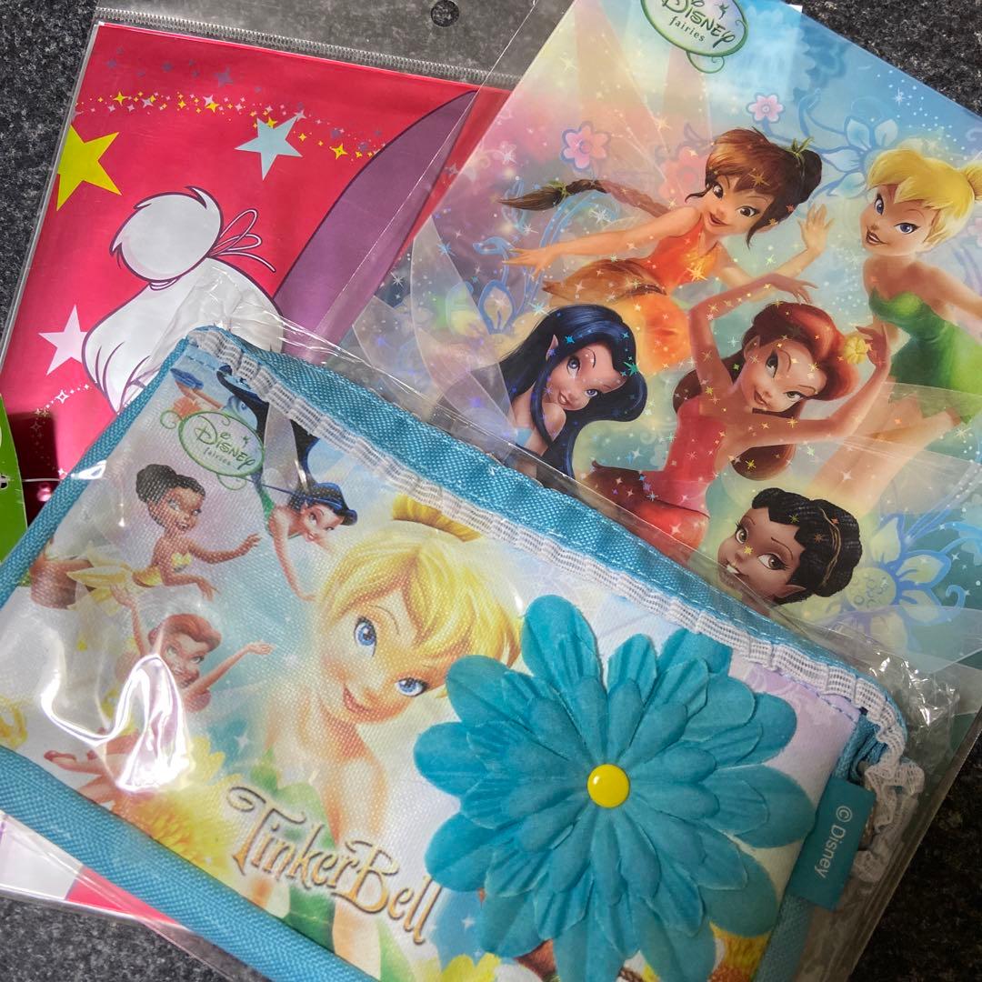 新品　サンスター　ディズニーティンカーベル　ペンケース＆下敷き＆メタルバッグ