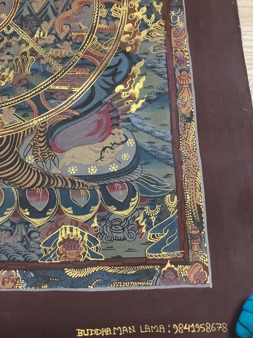 《 チベット密教　新品　1点物 》 手描き　曼荼羅　仏陀　六道輪廻　仏教　c5