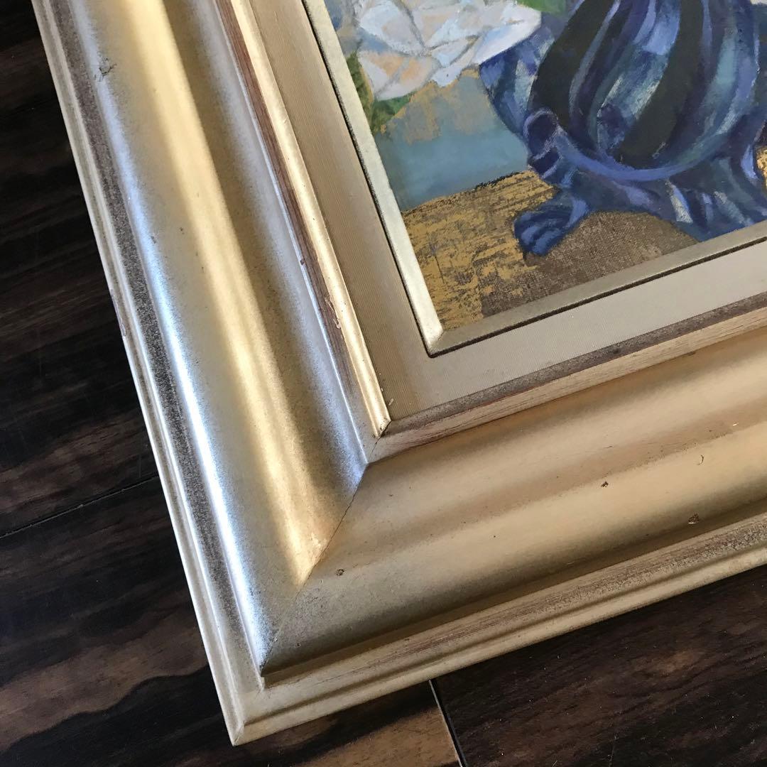 上河辺みち 油彩「ばら」 額装 共シール 1978年 油絵 油画 D