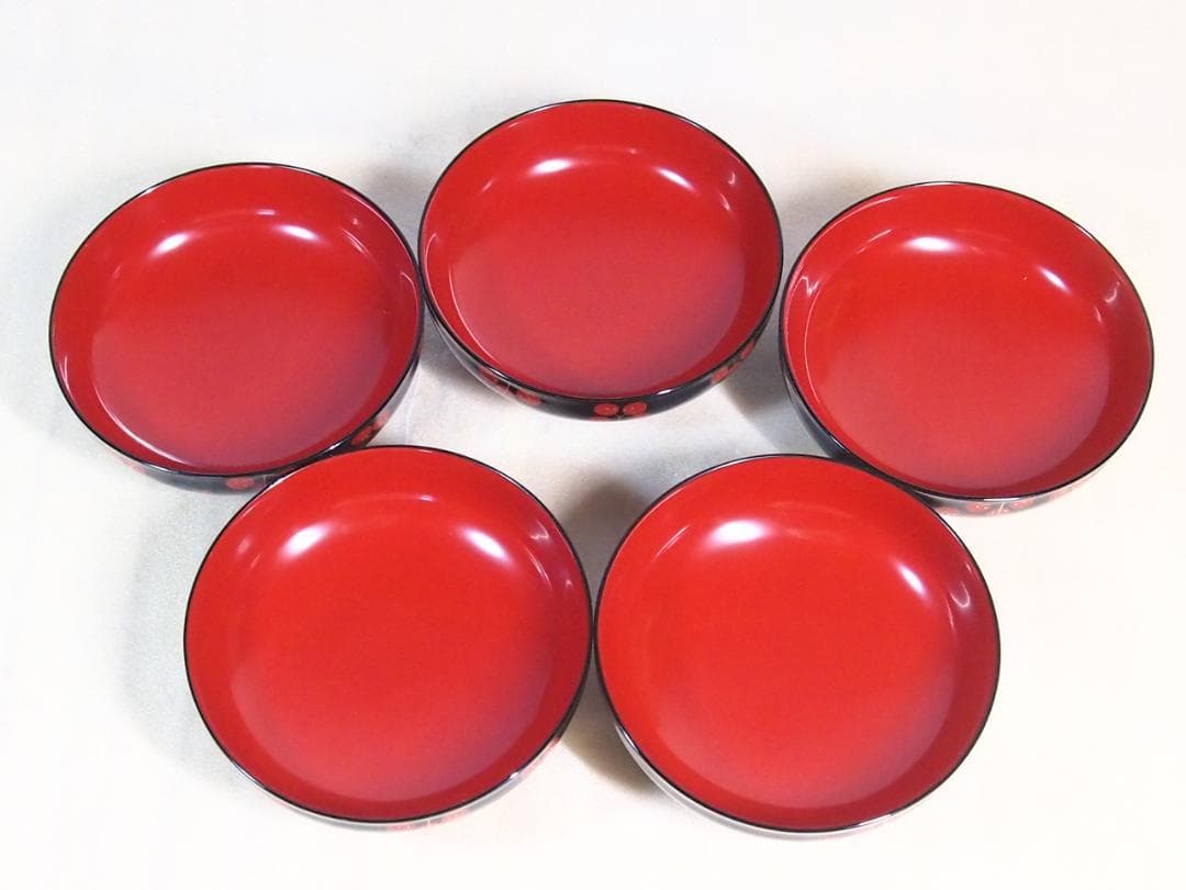 【美品】輪島塗 五島屋謹製 梅蒔絵 煮物椀5客 雑煮椀/大椀 梅づくし 漆器食器