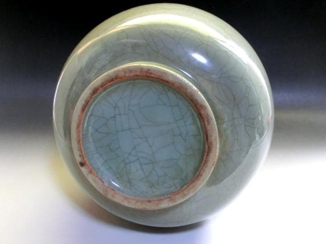 花瓶■青磁 氷結紋 大きい花器 大振り 古玩 唐物 時代物 骨董品■38.6cm