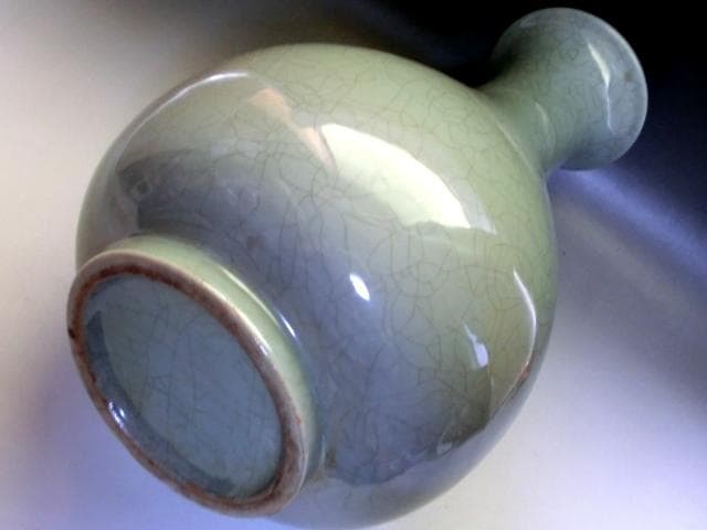 花瓶■青磁 氷結紋 大きい花器 大振り 古玩 唐物 時代物 骨董品■38.6cm