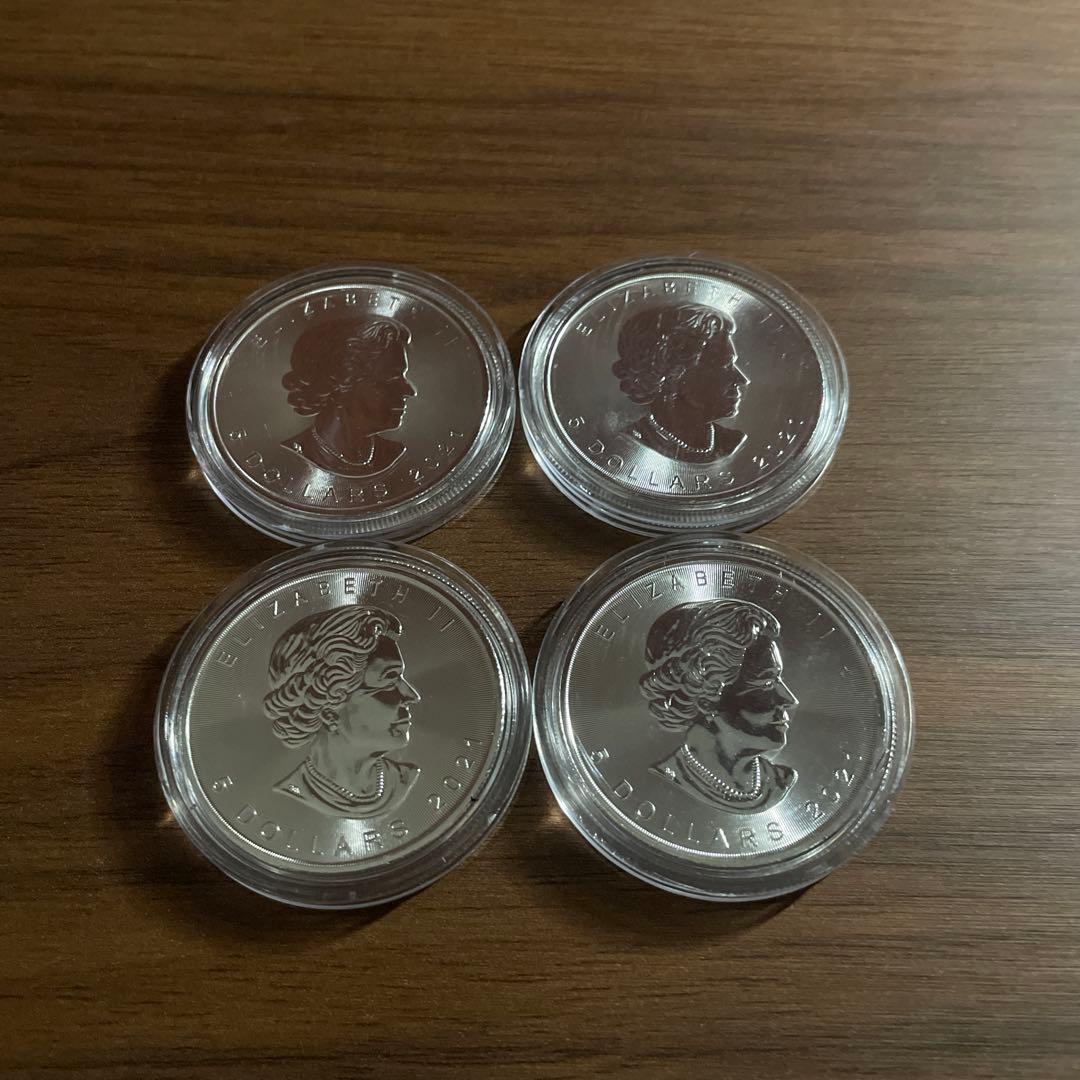2021年 カナダ「メイプルリーフ」純銀 1オンス 銀貨4枚セット