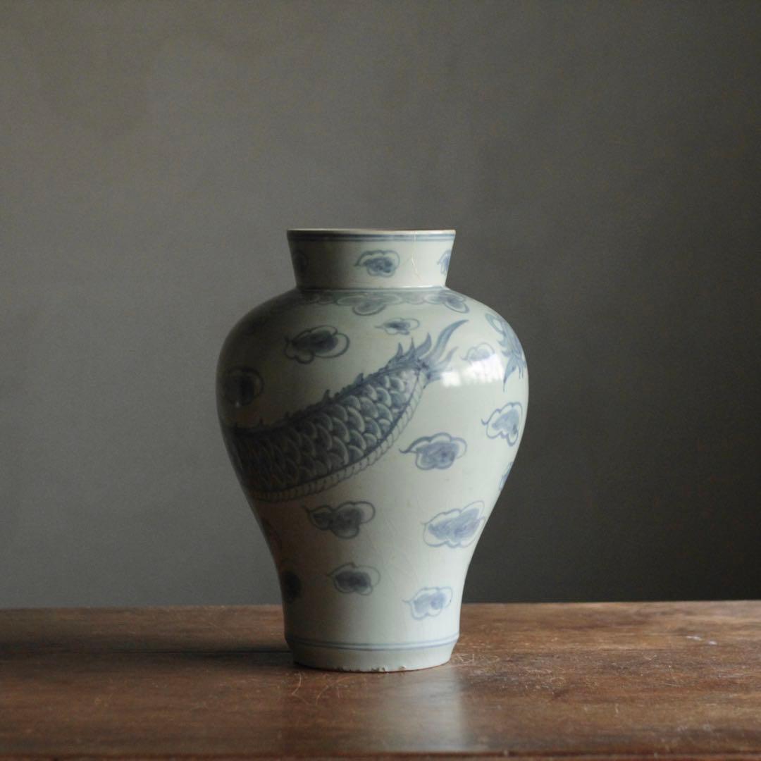 李朝 青花 壺 染付 朝鮮美術 古美術 古道具 アンティーク