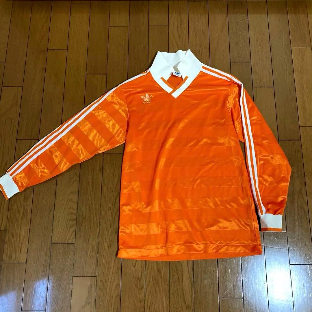 adidas デサント　80〜90s 長袖 オレンジ　ヴィンテージ　トレフォイル