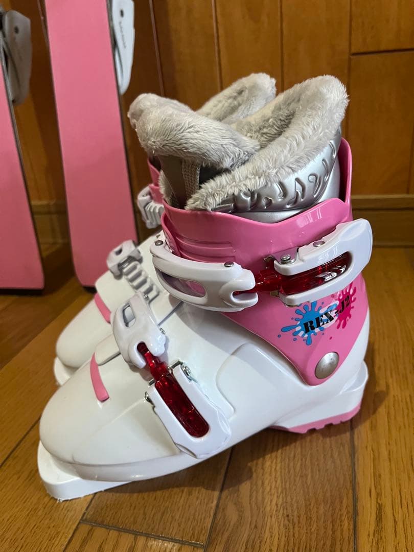 【フルセット】スキー100／ウェア上下／ストック／スキーブーツ／ピンク 女の子