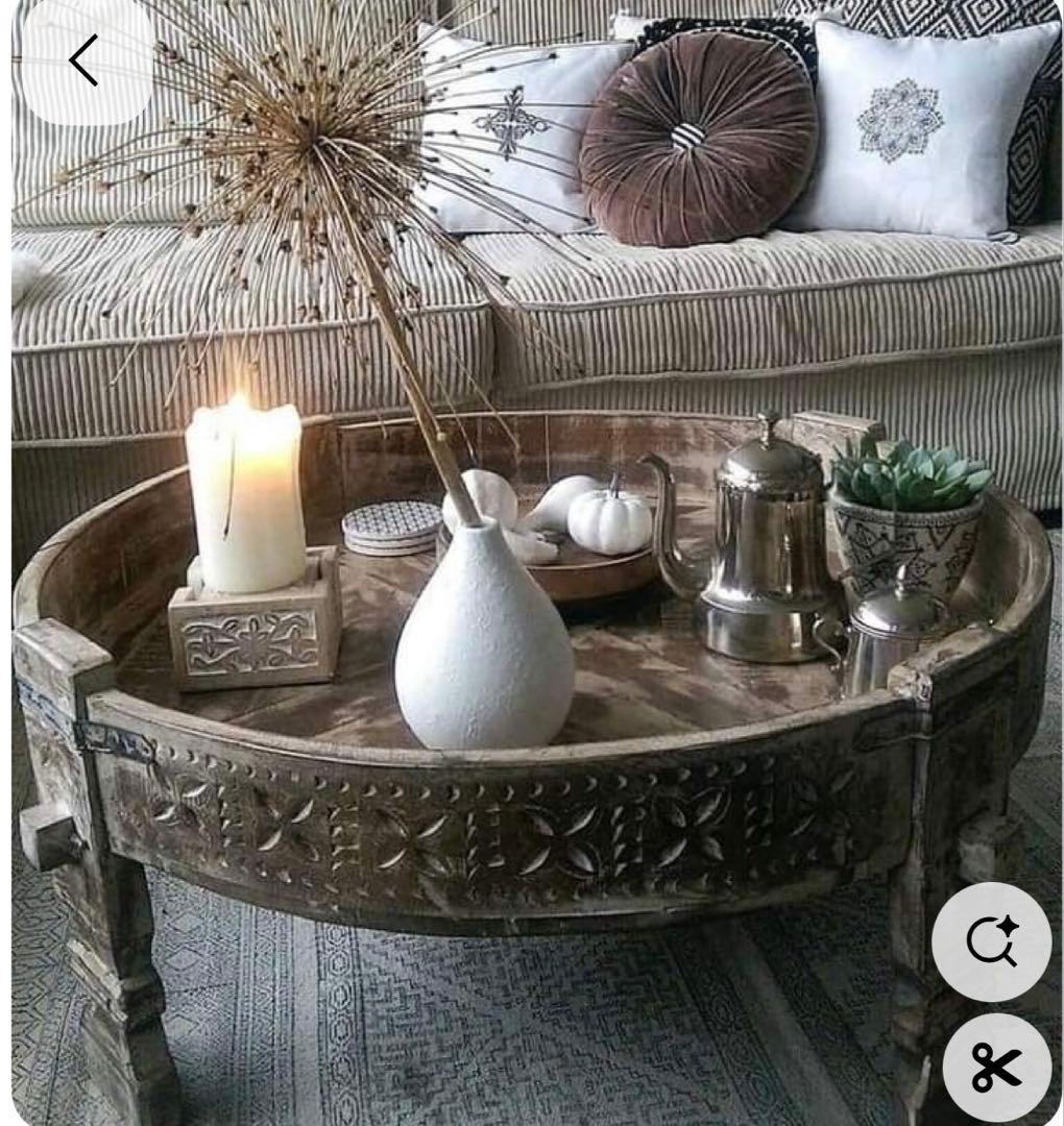 アンティーク＆ヴィンテージ　丸型座卓　サイドテーブル　カントーク