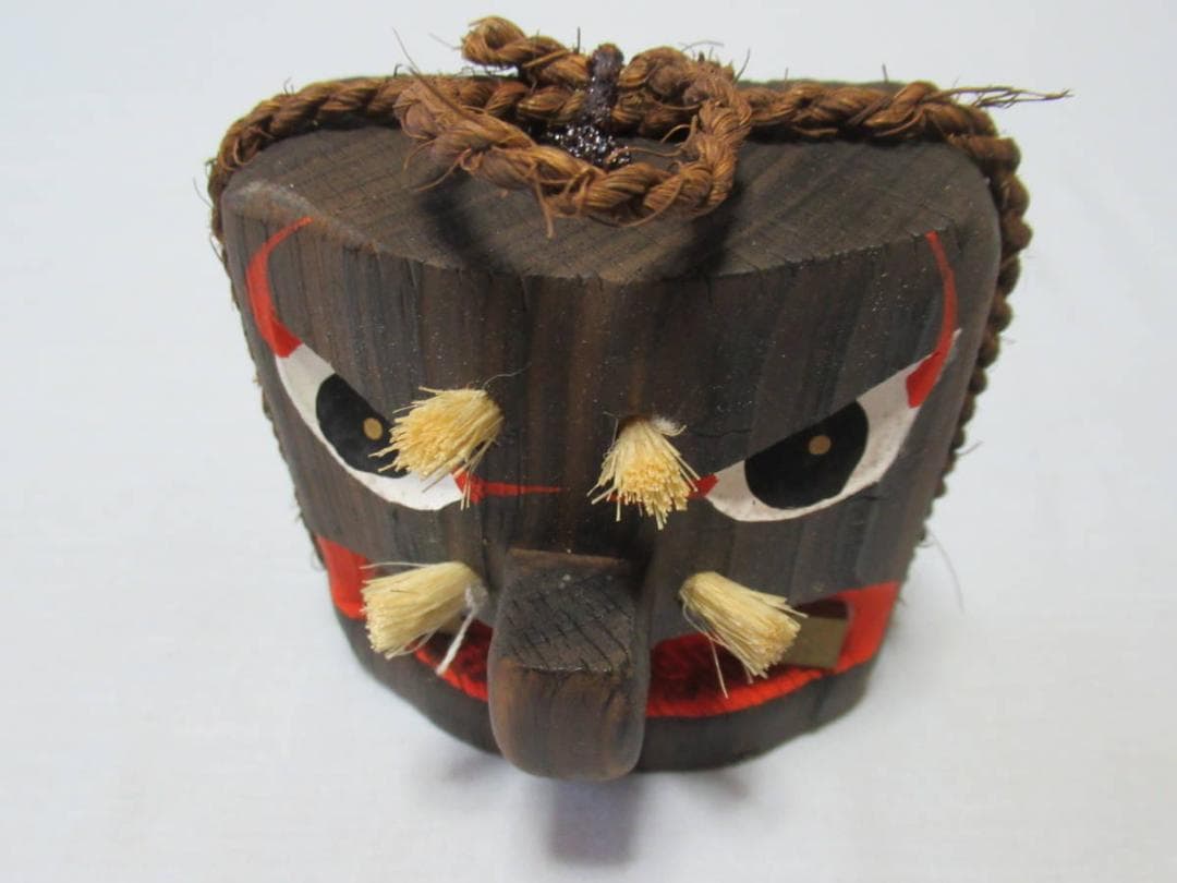 絶版品 未使用 1970年代◆九州南部「熊襲面/くまそ面」木製民芸 作家物かじま