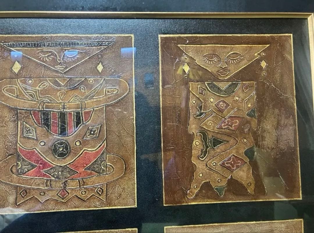 マスクデザインのアート作品 油彩画　オイルペインティング