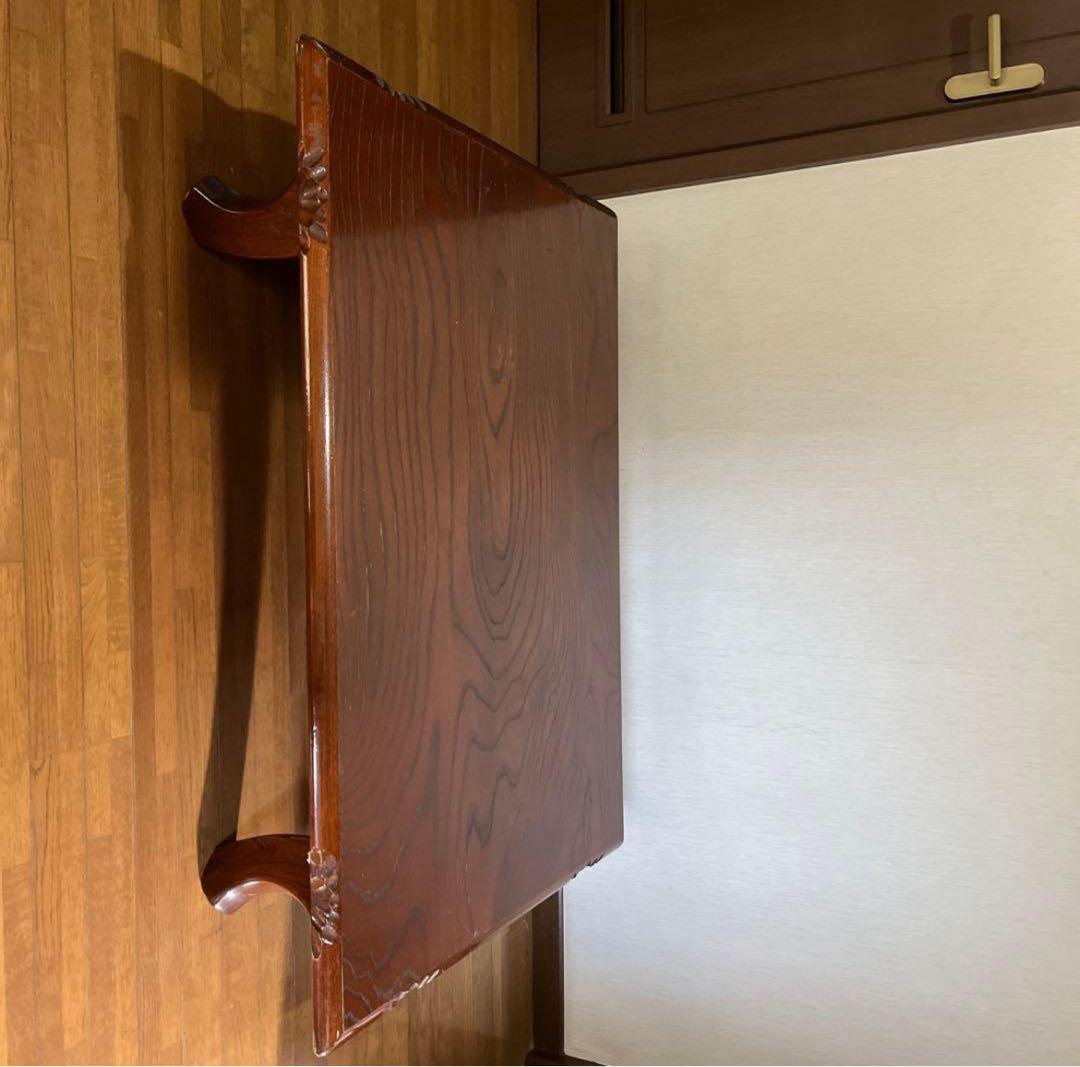 木製座卓 一枚板　1枚板　ダークブラウン 曲線脚