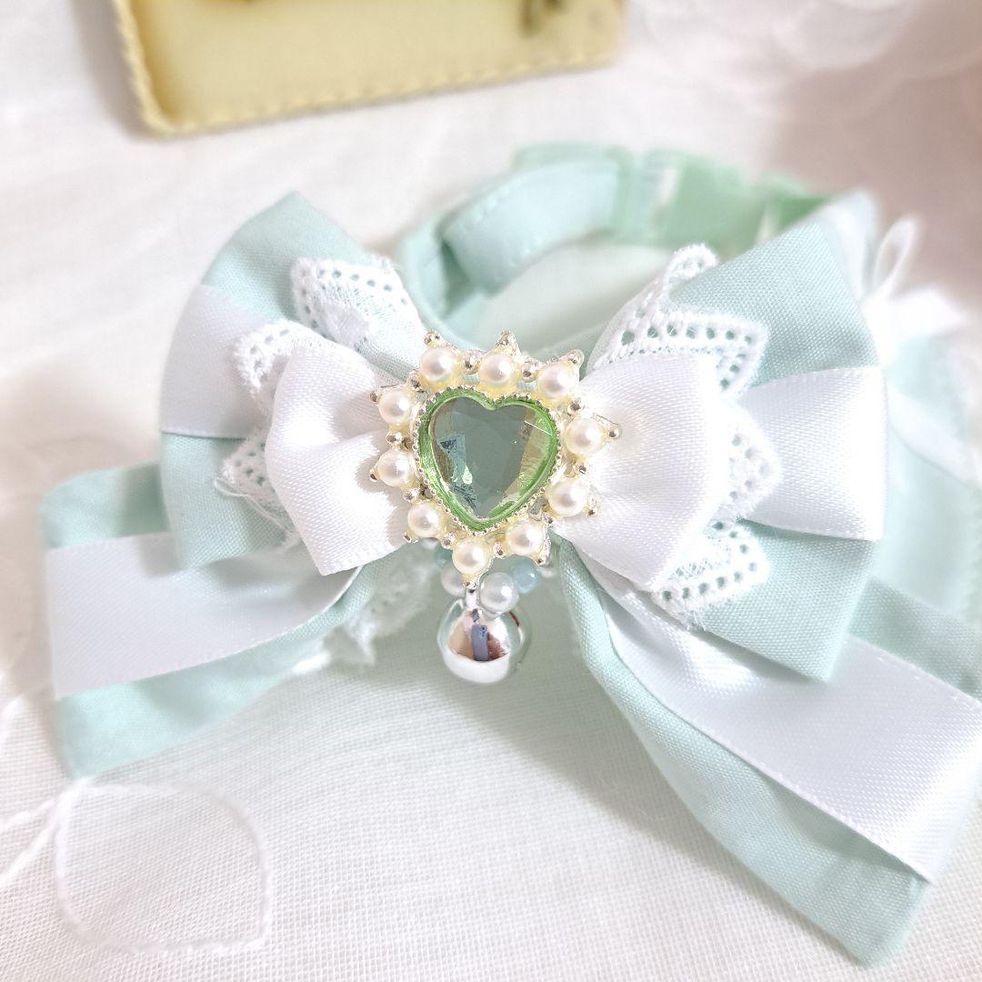 バレンタインBOX(ミント)わんちゃん猫ちゃん用襟付き首輪