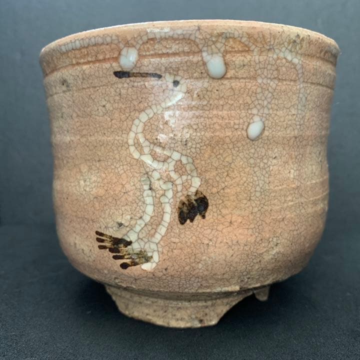 立鶴　筒茶碗　茶道具　高麗茶碗　御本立鶴茶碗写し　古萩
