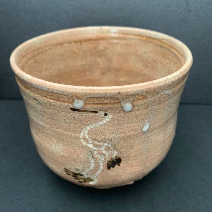 立鶴　筒茶碗　茶道具　高麗茶碗　御本立鶴茶碗写し　古萩