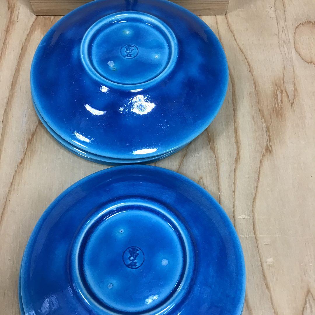 茶道具 菓子器 浅黄交趾 菓子器 銘々皿 5客 赤沢露石 造 共箱 N142AK