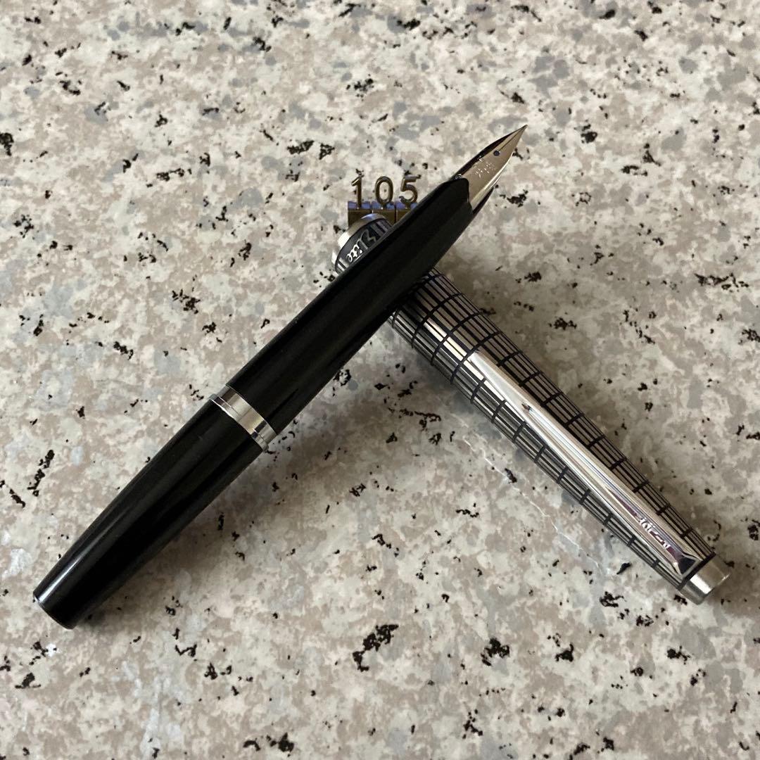 #105 オーバーホール済み 万年筆 パイロット半格子 蝕刻 Elite 14k