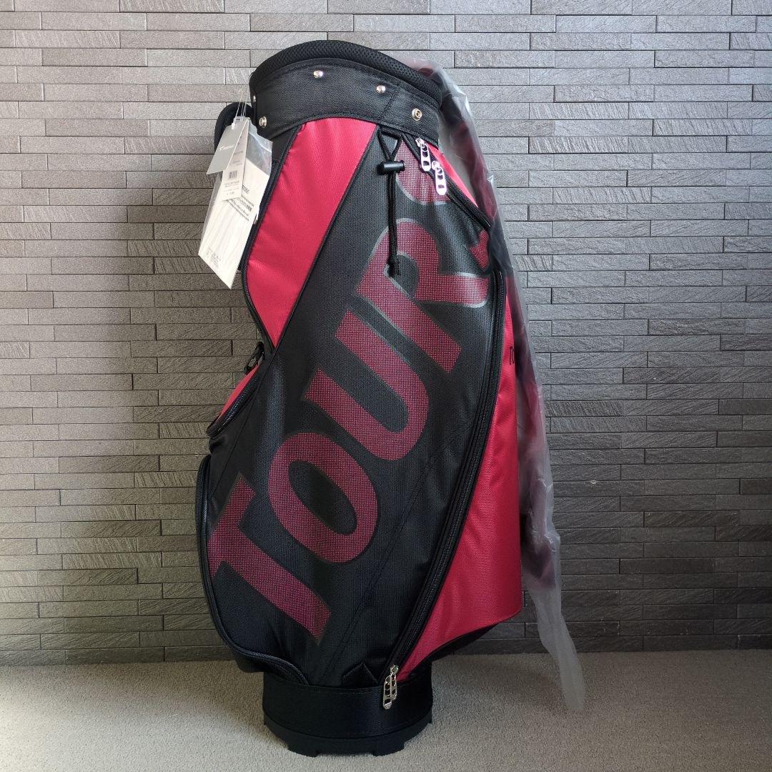 Tour Stage キャディバッグ.ゴルクバッグ 赤黒 フード付き