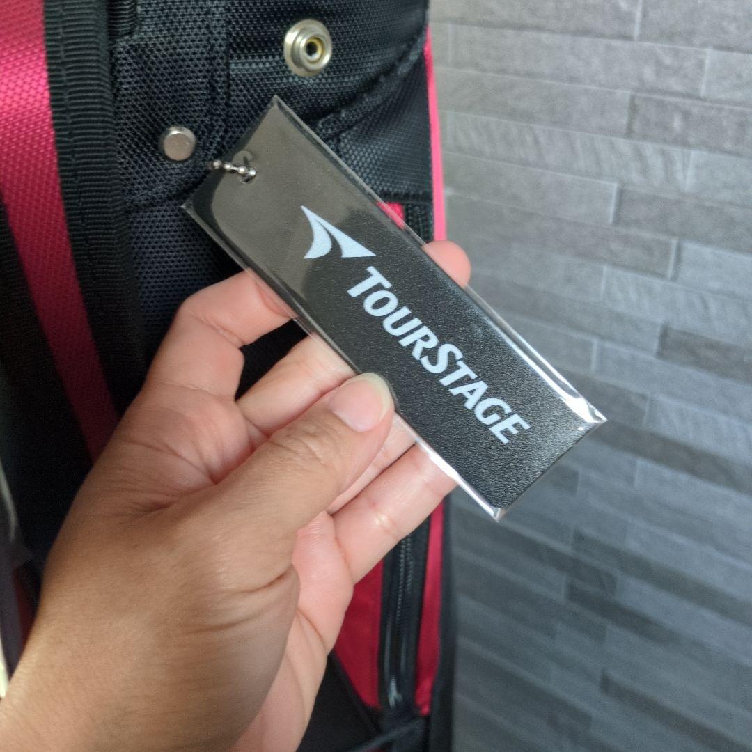 Tour Stage キャディバッグ.ゴルクバッグ 赤黒 フード付き