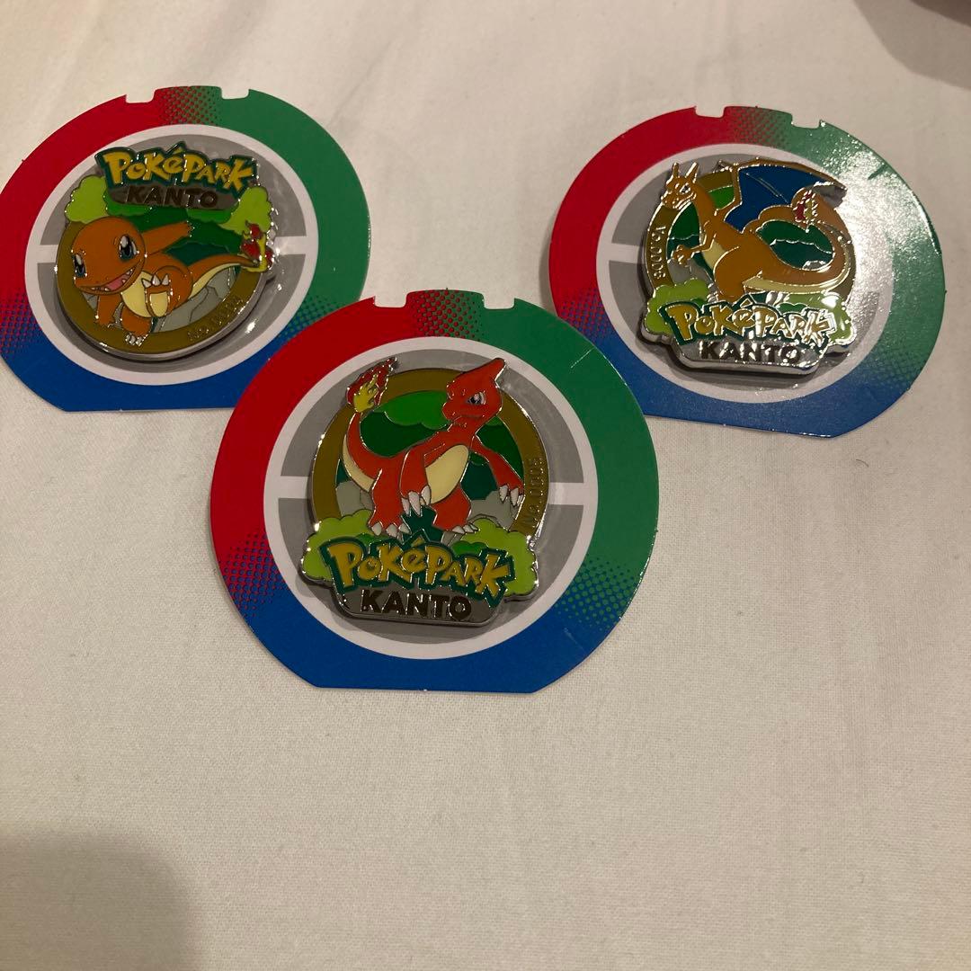 ポケパーク カントー ピンズ リザードン進化セット　ピンバッチ