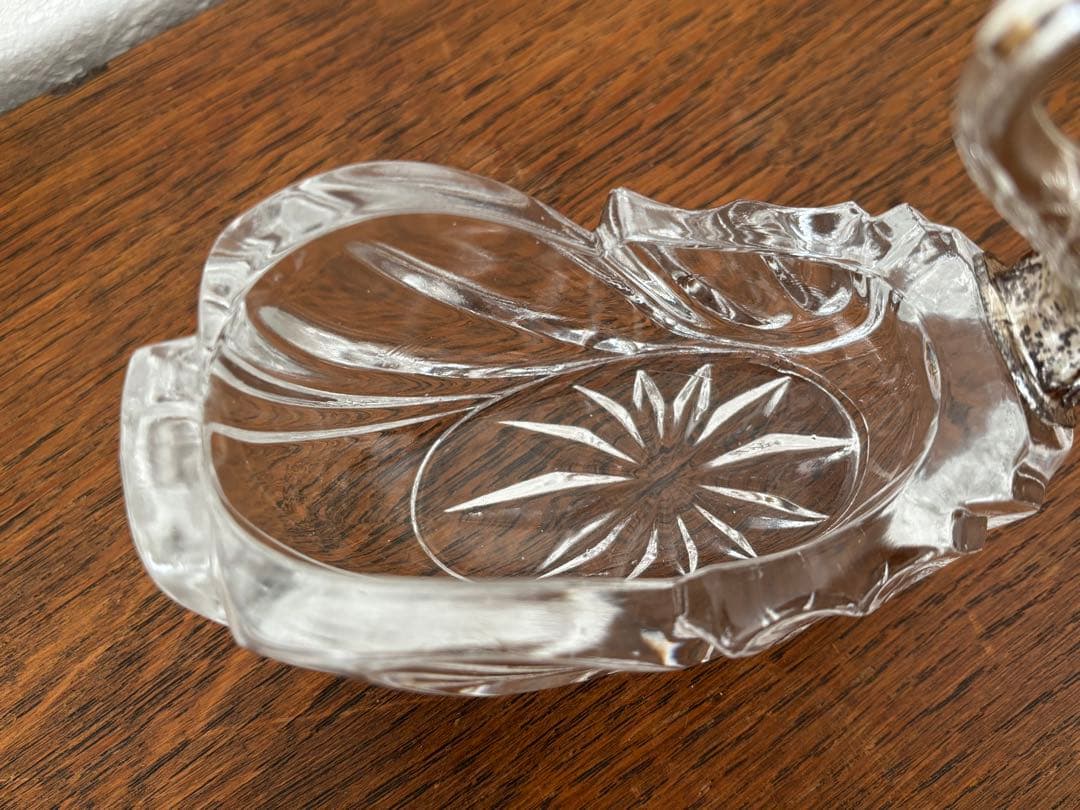 白鳥　スワン　3個セット　調味料入れ　クリスタルガラス　ビンテージ