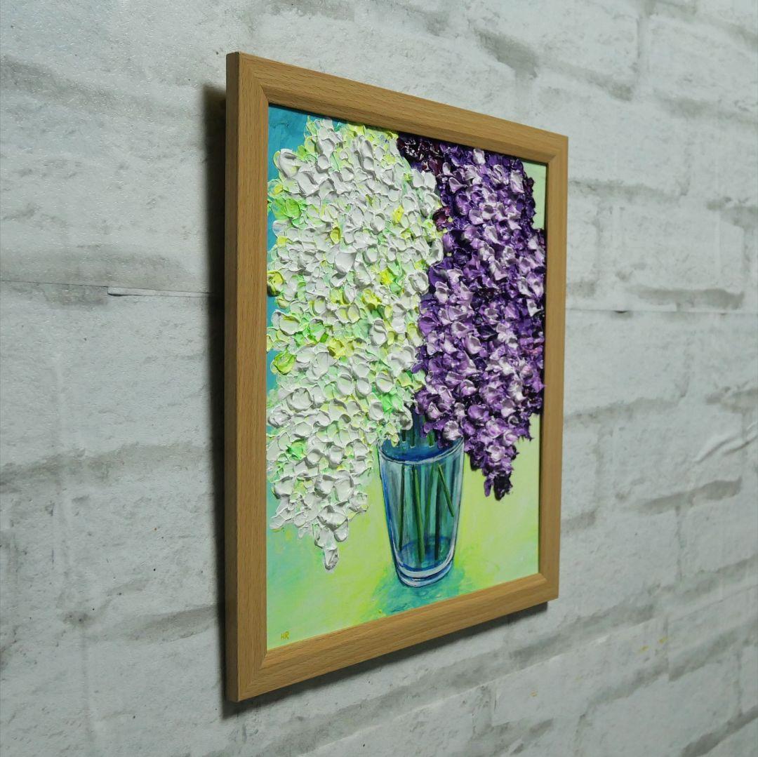 油絵 油彩 油彩画 絵 絵画 【白と紫のライラック】
