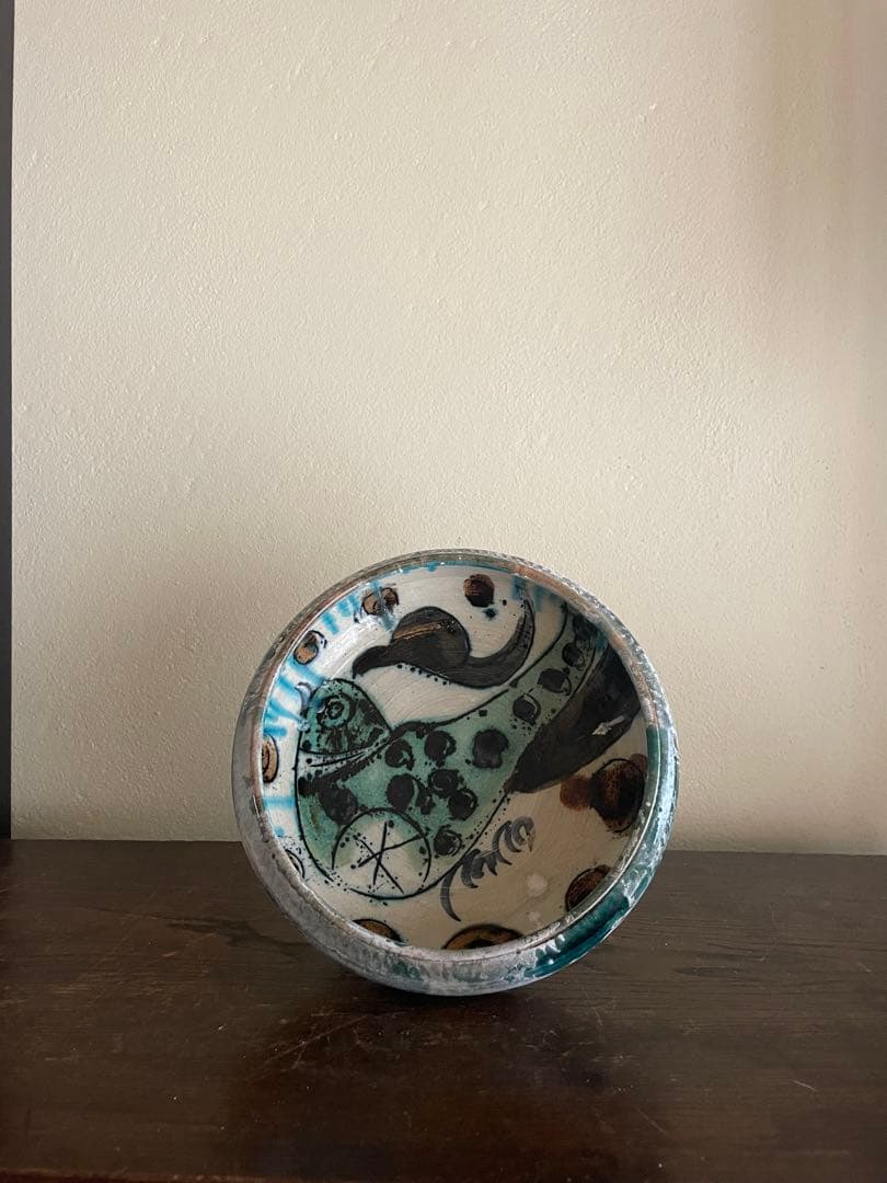 ペルシャ風　銀化釉　器　インテリア　陶器　アート　美術品　ビンテージ　レトロ