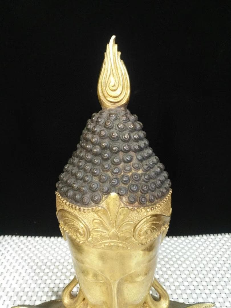 古美術・タイ仏教・旧蔵銅鎏金【釈迦牟尼仏】・純手作り・供養仏像・風水開運・置物