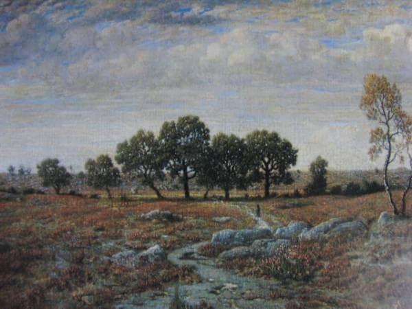 テオドール・ルソー、どんぐり林の荒野、希少画集画、新品額装付