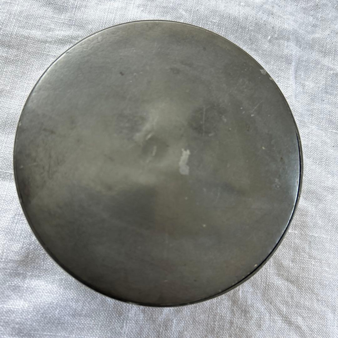 フランス アンティーク ピューター エタン 花リム 深皿と小物入れ　2点セット