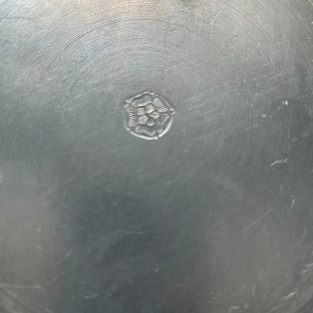 フランス アンティーク ピューター エタン 花リム 深皿と小物入れ　2点セット