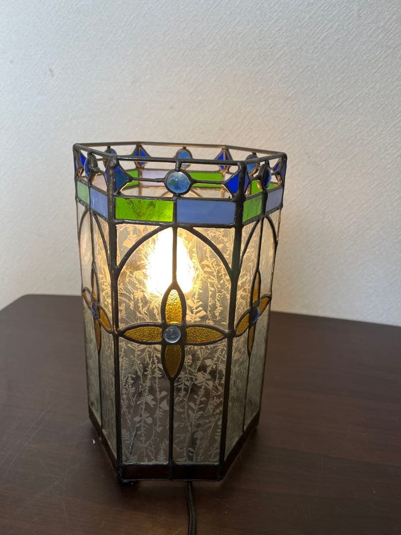 ステンドグラス ランプ 六角型 ディスプレイ ナイトランプ スタンドライト