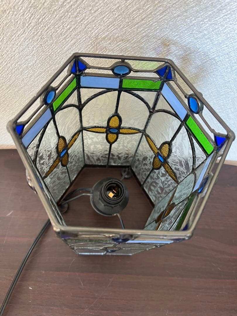 ステンドグラス ランプ 六角型 ディスプレイ ナイトランプ スタンドライト